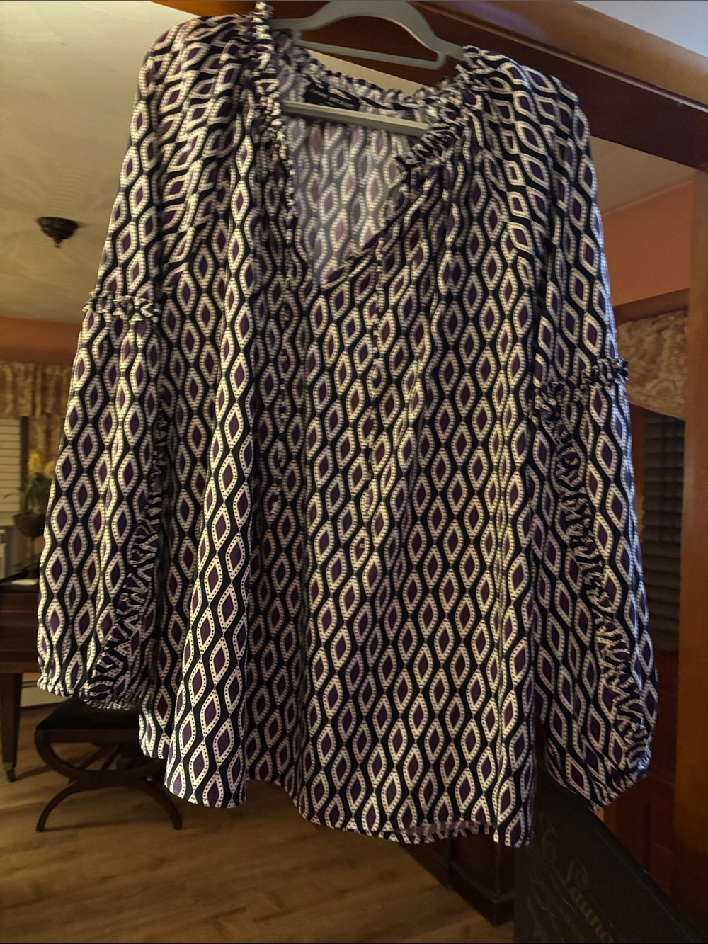 Lane Bryant Purple, White and Black Blouse